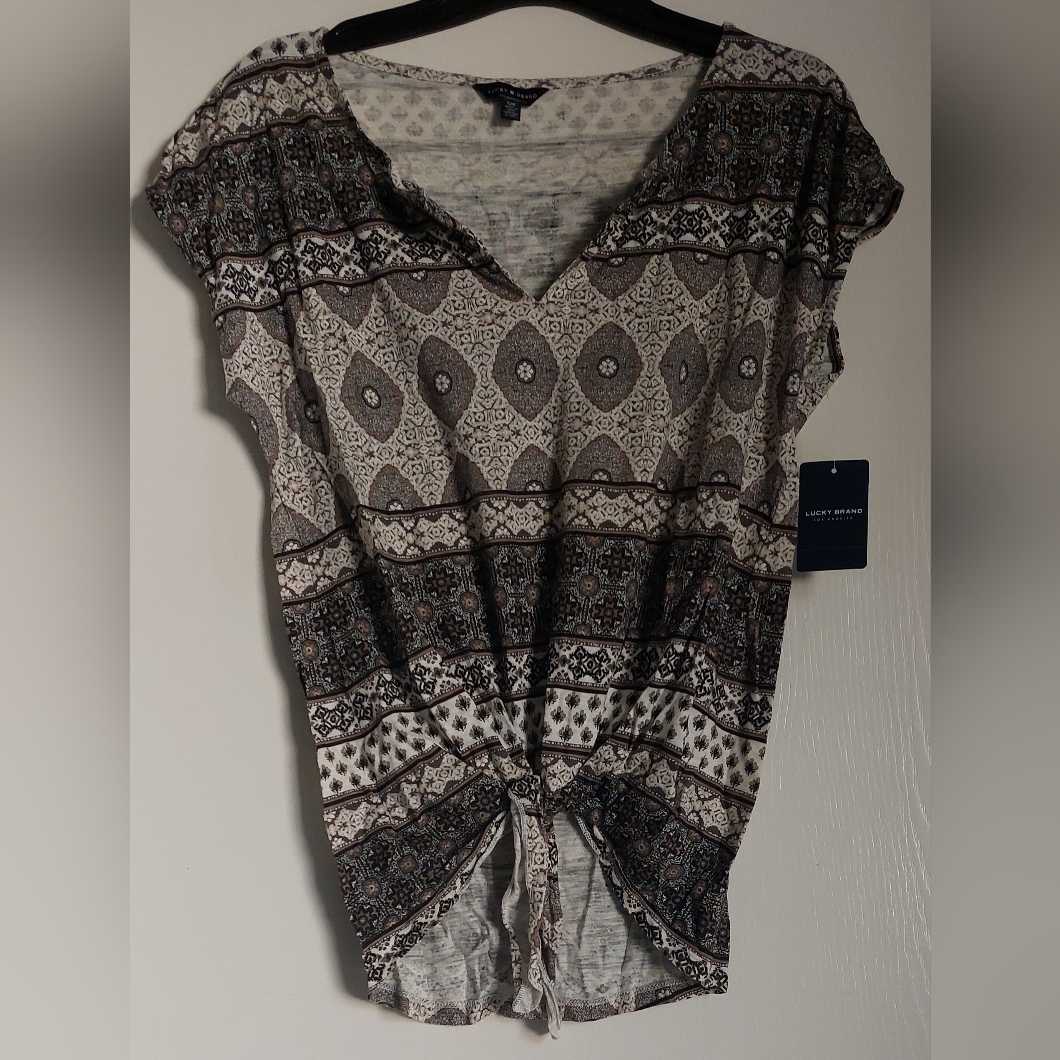 Lucky Brand Tie Front Top
